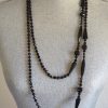 Long Black Necklace, Flapper Necklace,Black Necklace,Black Beaded Necklace, Vintage Black Necklace