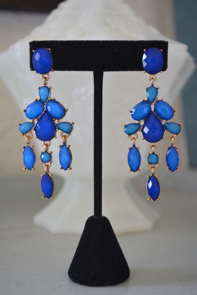 Blue Drop Earrings,Blue Chandelier Earrings,Blue Earrings,Navy Earrings